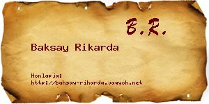 Baksay Rikarda névjegykártya